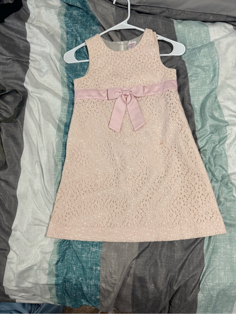 Gymboree Pale Pink Lace Party Dress with Satin Bow